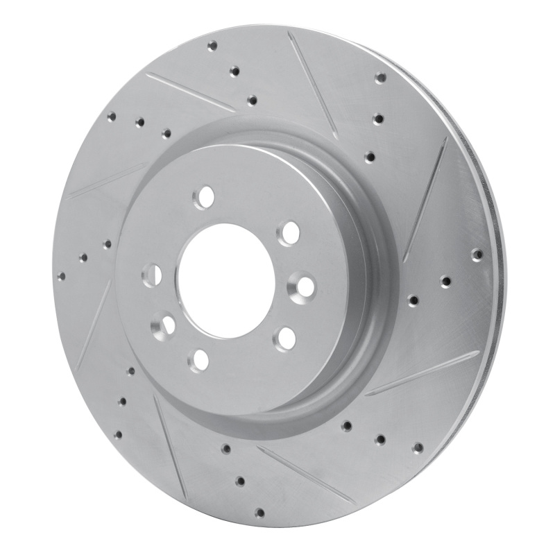 Land Rover Range Rover Brake Rotor (1) - Front Right - R1 Concepts - Drilled & Slotted - Silver - `06-`17
